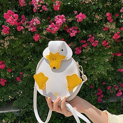 Duck Purse Small PU Leather Crossbody Bag 3D Cartoon Ducking Shoulder Bag Coin Purse Clutch Wallet for Girls Women, White, - Image 3