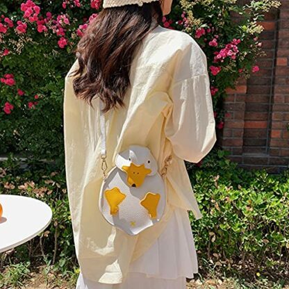 Duck Purse Small PU Leather Crossbody Bag 3D Cartoon Ducking Shoulder Bag Coin Purse Clutch Wallet for Girls Women, White, - Image 4