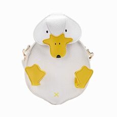Duck Purse Small PU Leather Crossbody Bag 3D Cartoon Ducking Shoulder Bag Coin Purse Clutch Wallet for Girls Women, White,
