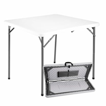 Durabull Plastic Folding Trestle Table - Versatile Indoor & Outdoor Solution for All Occasions - Easy Setup, Folds in Half for Compact Storage, Portable with Carry Handle - Image 2