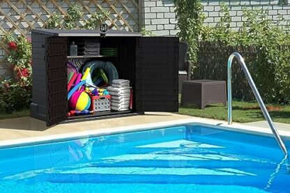 Duramax Cedargrain StoreAway Plastic Garden Storage Shed - Outdoor Storage Bike Shed – Durable & Strong Construction– Ideal for Tools, Bikes, BBQs & Bins 4 Duramax Cedargrain StoreAway Plastic Garden Storage Shed - Outdoor Storage Bike Shed – Durable & Strong Construction– Ideal for Tools, Bikes, BBQs & Bins - Image 4