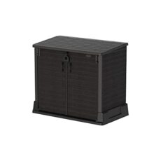 Duramax Cedargrain StoreAway Plastic Garden Storage Shed - Outdoor Storage Bike Shed – Durable & Strong Construction– Ideal for Tools, Bikes, BBQs & Bins