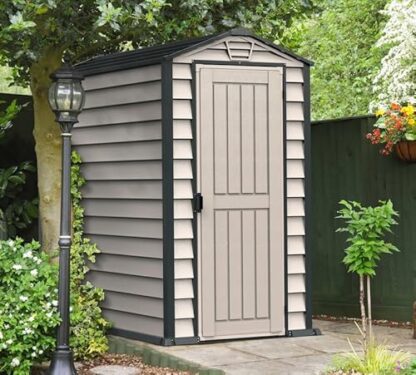 Duramax Plastic Garden Shed with Heavy-Duty Plastic Floor and Fixed Window on Doors - Image 4
