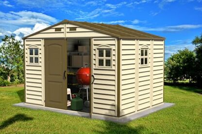 Duramax WoodSide and WoodBridge with Fixed Windows & Metal Foundation Kit, Strong Metal Roof Structure Fire Retardant and Maintenance-Free Storage Shed 4 Duramax WoodSide and WoodBridge with Fixed Windows & Metal Foundation Kit, Strong Metal Roof Structure Fire Retardant and Maintenance-Free Storage Shed - Image 4
