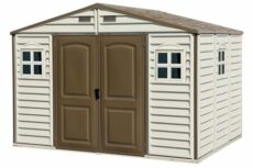 Duramax WoodSide and WoodBridge with Fixed Windows & Metal Foundation Kit, Strong Metal Roof Structure Fire Retardant and Maintenance-Free Storage Shed
