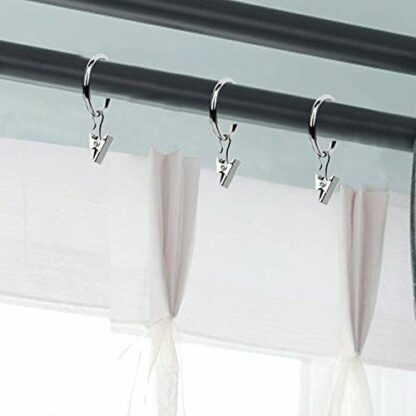ENTHUR 15 Pcs Curtain Rings with Clips Decorative Drapery Rings Rustproof Vintage 1 Inch Interior Diameter Black - Image 4
