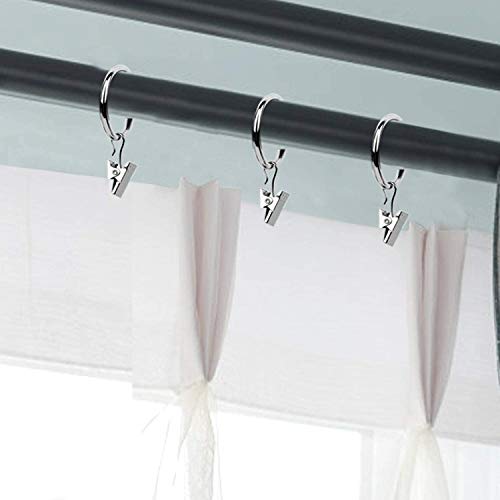 ENTHUR 15 Pcs Curtain Rings with Clips Decorative Drapery Rings Rustproof Vintage 1 Inch Interior Diameter Black - Image 4