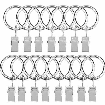 ENTHUR 15 Pcs Curtain Rings with Clips Decorative Drapery Rings Rustproof Vintage 1 Inch Interior Diameter Black - Image 2