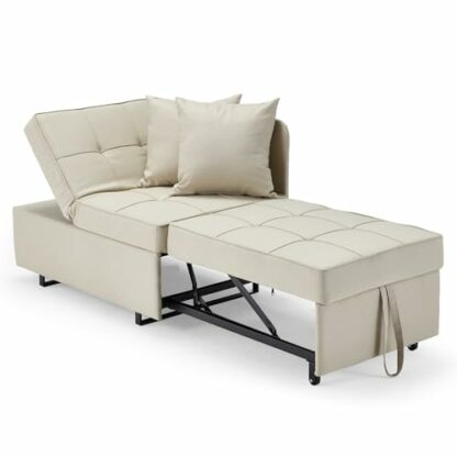 EROMMY 3-in-1 Chair Bed, Multi-Function Convertible Sleeper Single Sofa Bed with Adjustable Backrest, Pull Out Folding Chair Bed for Living Room, Bedroom, Small Space - Image 2