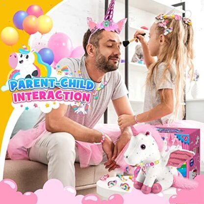 EUCOCO Unicorn Gifts Unicorn Plush Toys Set for Kids with Bracelet Making Kit Unicorn Colouring Book Kids Toys Age 3-7 - Image 3