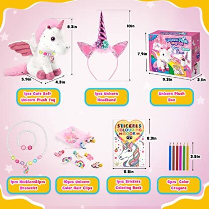 EUCOCO Unicorn Gifts Unicorn Plush Toys Set for Kids with Bracelet Making Kit Unicorn Colouring Book Kids Toys Age 3-7 - Image 4