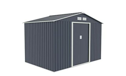 EVRE Garden Shed Storage House Apex Roof Storage Shed Steel With Foundation & Doors Weather-Resistant Paint 267x181x192cm - Image 4