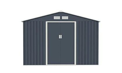 EVRE Garden Shed Storage House Apex Roof Storage Shed Steel With Foundation & Doors Weather-Resistant Paint 267x181x192cm - Image 2