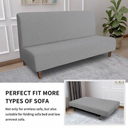 Easy-Going 100% Waterproof Futon Cover, Dual Waterproof Couch Cover for Futon, Stretch Jacquard Sofa Cover, Leakproof Furniture Protector for Kids, Pets, Dog and Cat (Futon, Light Gray) 4 Easy-Going 100% Waterproof Futon Cover, Dual Waterproof Couch Cover for Futon, Stretch Jacquard Sofa Cover, Leakproof Furniture Protector for Kids, Pets, Dog and Cat (Futon, Light Gray) - Image 4