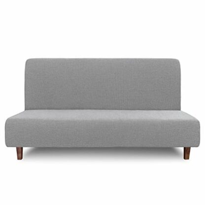 Easy-Going 100% Waterproof Futon Cover, Dual Waterproof Couch Cover for Futon, Stretch Jacquard Sofa Cover, Leakproof Furniture Protector for Kids, Pets, Dog and Cat (Futon, Light Gray) 2 Easy-Going 100% Waterproof Futon Cover, Dual Waterproof Couch Cover for Futon, Stretch Jacquard Sofa Cover, Leakproof Furniture Protector for Kids, Pets, Dog and Cat (Futon, Light Gray) - Image 2
