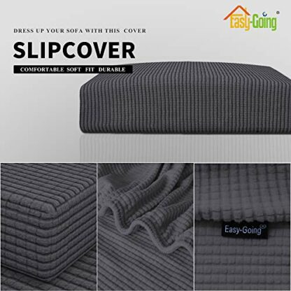 Easy-Going Stretch Cushion Cover Sofa Cushion Furniture Protector Sofa Seat Sofa slipcover Sofa Cover Soft Flexibility with Elastic Bottom(Oversized Sofa Cushion,Dark Gray) - Image 4