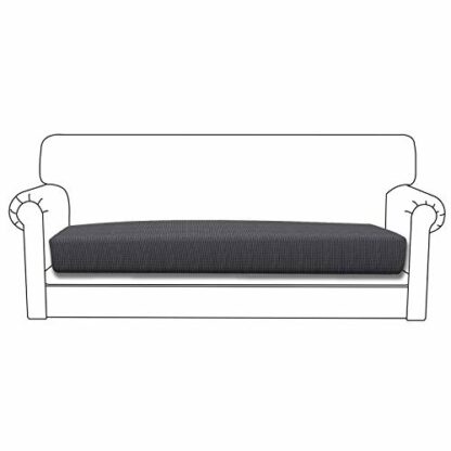 Easy-Going Stretch Cushion Cover Sofa Cushion Furniture Protector Sofa Seat Sofa slipcover Sofa Cover Soft Flexibility with Elastic Bottom(Oversized Sofa Cushion,Dark Gray) - Image 2