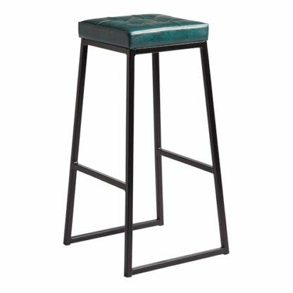 Eclipse Furniture Style High Stool - Upholstered Seat, Faux Leather, Metal Frame, Brown, Teal, or Red, Matt Black, Octagonal Stool - Image 2