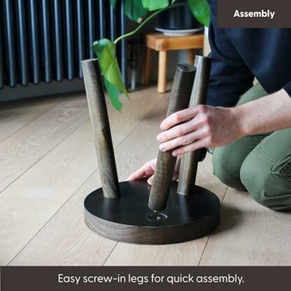 Eden Creations Wooden Stool - Ideal Plant Table, Side Table for Living Room, Indoor Plant Stand, Small Bedside or Bathroom table, Mini Table (35cm) - Image 3