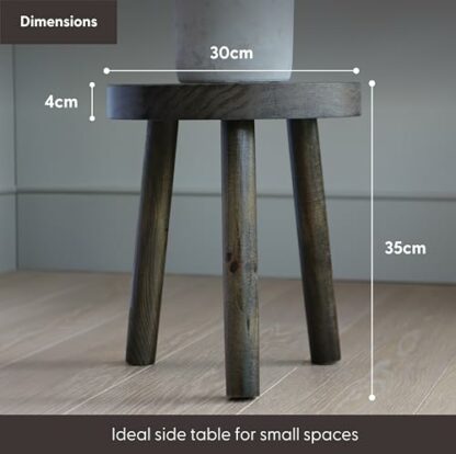 Eden Creations Wooden Stool - Ideal Plant Table, Side Table for Living Room, Indoor Plant Stand, Small Bedside or Bathroom table, Mini Table (35cm) - Image 4