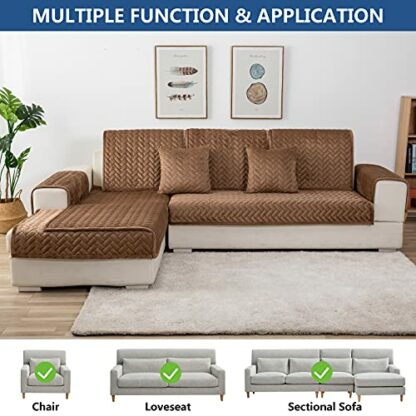 Eismodra Sofa Cover,Sectional Couch Covers for 3 Cushion Couch,Anti-Slip Sofa Slipcovers for Dogs Cats Pet Loveseat Recliner Leather L Shaped,Armrest Backrest Cover,Brown 28 x 28 Inches (Only 1 Piece) - Image 3