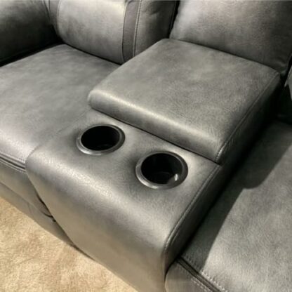 Electric Recliner 3+2 seater Sofa Set With Cupholders - USB Charging Ports - Elephant Grey - 3 and 2 seater - Leather Sofa (3+2 Seater) - Image 4