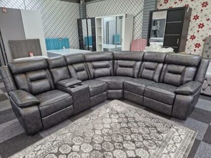 Electric Recliner Corner Sofa In Elephant Grey - Corner Sofa - Leather Sofa - Leather Corner - - Image 3