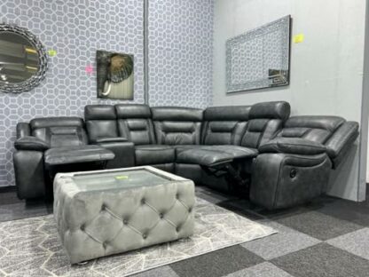 Electric Recliner Corner Sofa In Elephant Grey - Corner Sofa - Leather Sofa - Leather Corner - - Image 4