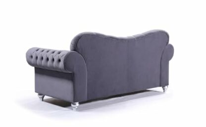 Elegance Chesterfield Sofa - Graphite Grey Velvet Upholstery - 3 Seater, 2 Seater, 1 Seater - Image 4