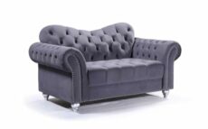 Elegance Chesterfield Sofa - Graphite Grey Velvet Upholstery - 3 Seater, 2 Seater, 1 Seater
