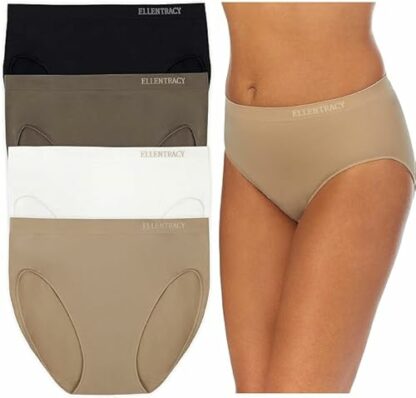 Ellen Tracy Women's Hi Cut Seamless Logo Panties Bikini Style Underwear (Pack of 4) 5 Ellen Tracy Women's Hi Cut Seamless Logo Panties Bikini Style Underwear (Pack of 4) - Image 5