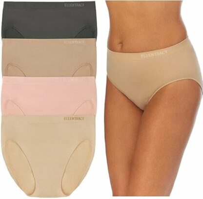Ellen Tracy Women's Hi Cut Seamless Logo Panties Bikini Style Underwear (Pack of 4) 2 Ellen Tracy Women's Hi Cut Seamless Logo Panties Bikini Style Underwear (Pack of 4) - Image 2