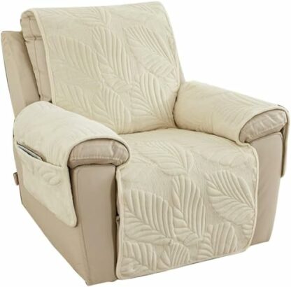 FANSU Recliner Chair Covers for Electric Chair 1 Seater, Leaf Thicken Short Plush Recliner Chair Slipcover for Armchairs, Furniture Protector Sofa Covers Protector for Living Room 2 FANSU Recliner Chair Covers for Electric Chair 1 Seater, Leaf Thicken Short Plush Recliner Chair Slipcover for Armchairs, Furniture Protector Sofa Covers Protector for Living Room - Image 2