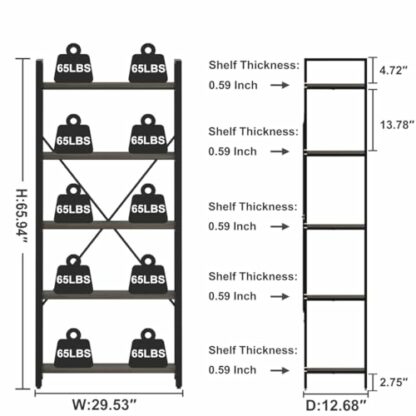FATORRI 5 Tier Bookshelf - Image 3
