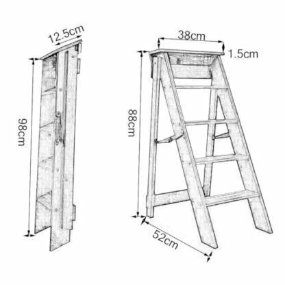 FFCJJD Step Stool Wooden Adult Wooden Folding Step Stool Ladder 5 Steps (Color : Walnut color) - Image 3