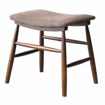 FGJKKRMI Japanese Style Wooden Stool Beech Wood Upholstered Cotton And Linen Seat Small Makeup Stool Brown, Modern Padded Vanity Stool Dining Chair, For Bedroom Livingroom - Image 2