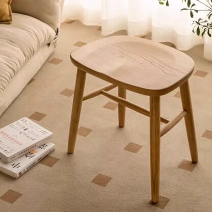 FGJKKRMI Modern Ash Wood Stool Wooden Wide Seat Small Makeup Stool Japanese Style Vanity Stool Dining Chair, For Bedroom Livingroom - Image 3