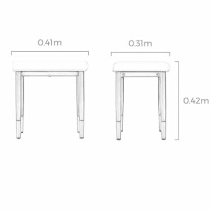 FGJKKRMI Modern Small Rectangle Makeup Stool Upholstered Imitation Leather Seat Gray Comfortable Padded Vanity Stool Dining Chair With Metal Legs, For Bedroom Livingroom - Image 4