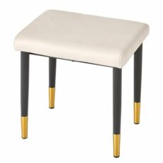 FGJKKRMI Modern Small Rectangle Makeup Stool Upholstered Imitation Leather Seat Gray Comfortable Padded Vanity Stool Dining Chair With Metal Legs, For Bedroom Livingroom