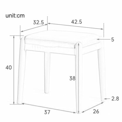 FGJKKRMI Rectangle Upholstered Leather Seat Wooden Stool White Small Makeup Stool Modern Padded Vanity Stool Dining Chair With Wood Legs, For Bedroom Livingroom - Image 4