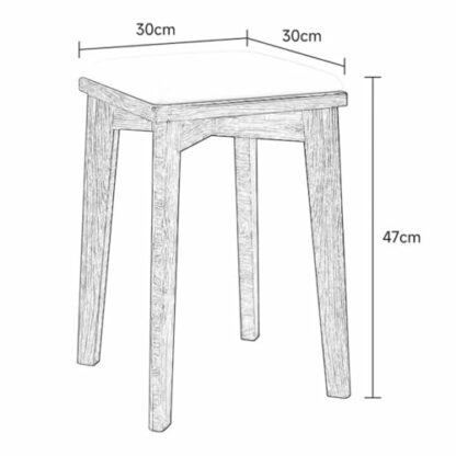 FGJKKRMI Square Wooden Stool Rubber Wood Small Makeup Stool Modern Padded Vanity Stool Upholstered Leather Seat Dining Chair, For Bedroom Livingroom - Image 4