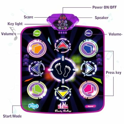 FHNSEL Dance Mat for Girls,Light Up Dance Pad,Kids Musical Dance Play Mat with Light Up 9 Pattern,Built-in Music, 5 Game Modes,Toys Gifts for 3 4 5 6 7 8 9 10 11 12 Year Old Girls Boys and Adult… 3 FHNSEL Dance Mat for Girls,Light Up Dance Pad,Kids Musical Dance Play Mat with Light Up 9 Pattern,Built-in Music, 5 Game Modes,Toys Gifts for 3 4 5 6 7 8 9 10 11 12 Year Old Girls Boys and Adult… - Image 3