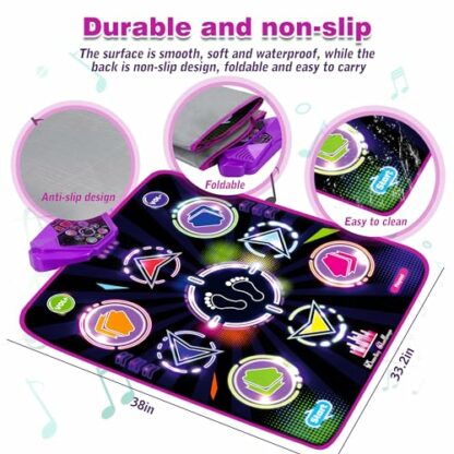 FHNSEL Dance Mat for Girls,Light Up Dance Pad,Kids Musical Dance Play Mat with Light Up 9 Pattern,Built-in Music, 5 Game Modes,Toys Gifts for 3 4 5 6 7 8 9 10 11 12 Year Old Girls Boys and Adult… 4 FHNSEL Dance Mat for Girls,Light Up Dance Pad,Kids Musical Dance Play Mat with Light Up 9 Pattern,Built-in Music, 5 Game Modes,Toys Gifts for 3 4 5 6 7 8 9 10 11 12 Year Old Girls Boys and Adult… - Image 4