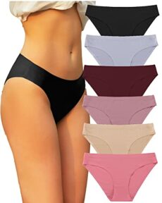 FINETOO 6 Pack Women's Seamless Hipster Underwear No Show Panties Invisibles Knickers Soft Stretch Briefs Underwears S-XL