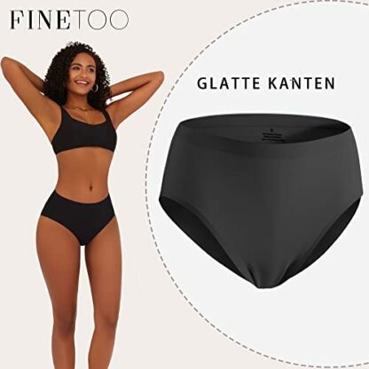 FINETOO Pack of 4 Women's High Waist Seamless Underwear Lightweight Panties Seamless High Waist No Show Briefs Women Multipack M-3XL 4 FINETOO Pack of 4 Women's High Waist Seamless Underwear Lightweight Panties Seamless High Waist No Show Briefs Women Multipack M-3XL - Image 4