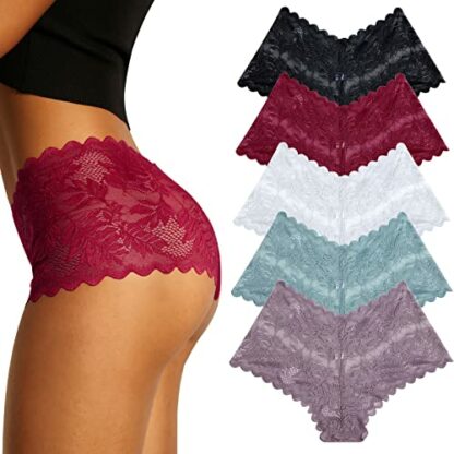 FINETOO Pack of 5 Women's Lace Sexy Underwear for Women, Soft and Comfortable Briefs, Boxer Shorts, Hipster Panties, Lingerie, Multipack, S-XL 2 FINETOO Pack of 5 Women's Lace Sexy Underwear for Women, Soft and Comfortable Briefs, Boxer Shorts, Hipster Panties, Lingerie, Multipack, S-XL - Image 2