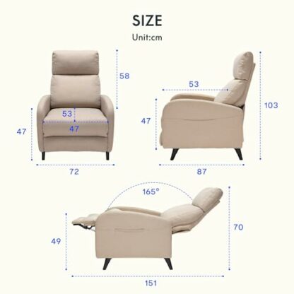 FLEXISPOT Recliner Chair Single Padded Seat Wing Back Reclining Armchair Home Living Room Theater Adjustable Leg Rest and Reclining Functions - Image 4
