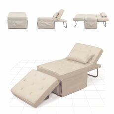 FLEXISPOT Sofa Bed, 4-in-1 Folding Bed, Convertible Sofa Bed, Single Sofa Chair Sleeper Folding Ottoman with 6 Position Adjustable Backrest and Pillow Guest Bed for Living Room and Bedroom