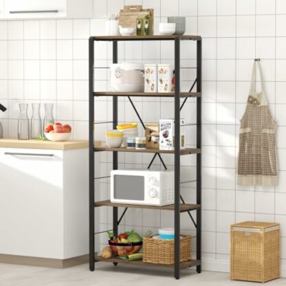 FOLUBAN Modern Industrial Bookshelf and Bookcase for Home Office Bedroom Living Room - Image 4