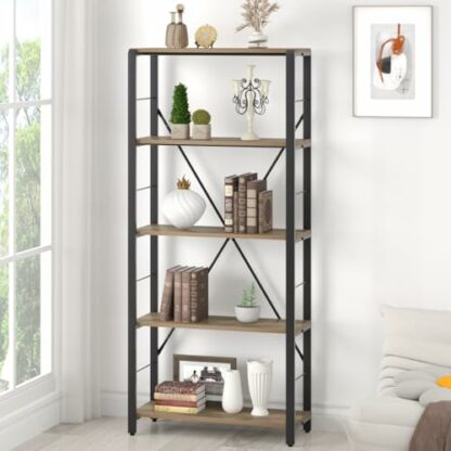 FOLUBAN Modern Industrial Bookshelf and Bookcase for Home Office Bedroom Living Room - Image 2